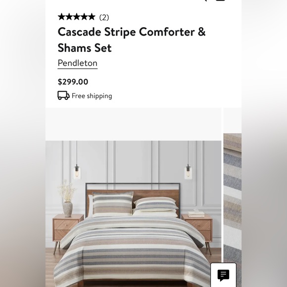 NEW Pendleton Cascade Stripe Comforter & Sham Set Size Twin - Picture 2 of 14